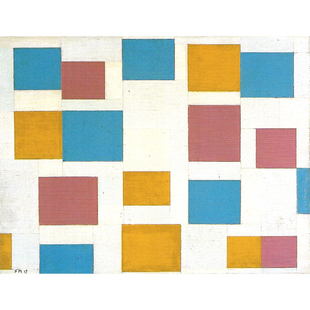 3つカラー面の構成 1 【15号】 ピート・モンドリアン 【 額縁が選べる 額入り 複製画 絵画 】|マスクのエコワン