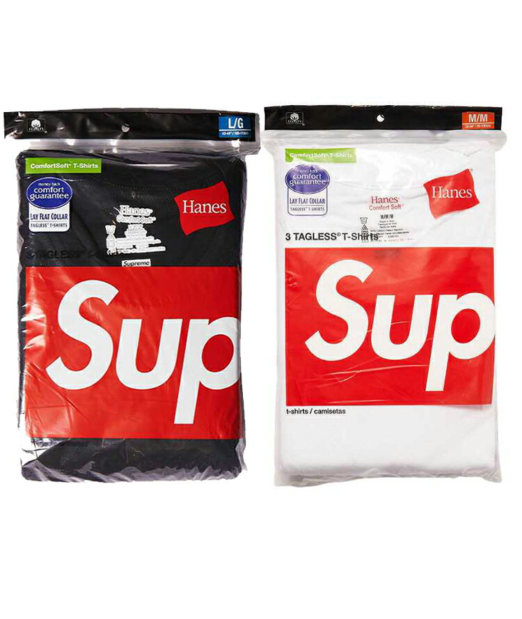 SUPREME/Hanes Tagless Tees(3Pack) シュプリームxへインズ ティーシャツ 3枚入り口・入口 全2色