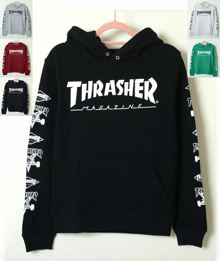 開店祝い 楽天市場 1 160 Thrasher Sweat Parka スラッシャー スウェット パーカー キッズ Kids 子供服 黒 白 グレー ワインレッド ネイビー グリーン Thrasherロゴ 男の子 女の子 スケーター ストリート Honey ハニー 代引不可 Lexusoman Com