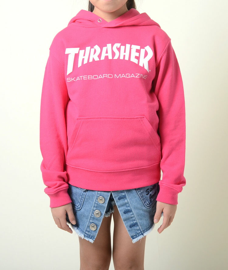 THRASHER SWEAT PARKA スラッシャー スウェット パーカー キッズ kids 子供服 ピンク THRASHERロゴ 男の子 女の子 スケーター ストリート