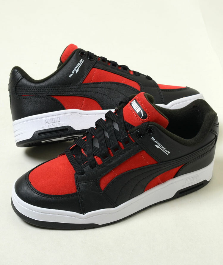 PUMA SLIPSTREAM LO RETRO TEAMS ピューマ 横すべり流れ ファースト レトロ 野球クラブ 黒いこと×赤いこと 黒×赤 メンズ スニーカー 387207-01