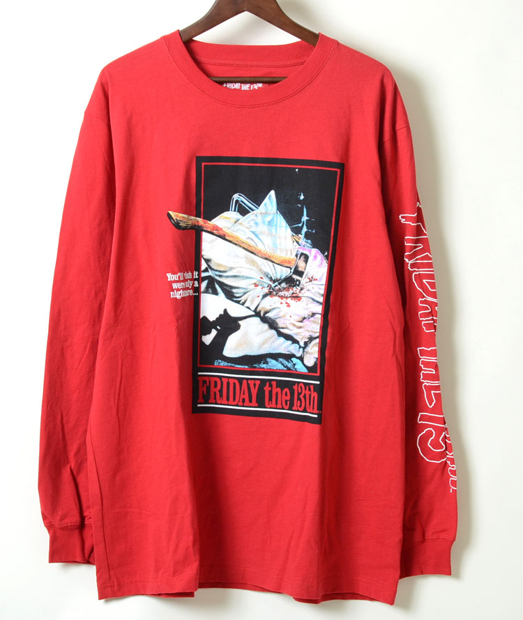 Shoe Palace SP X FRIDAY THE 13 BLOOD LONG SLEEVE MENS LIFESTYLE SHIRTシューパレス x 13日の金曜日 ロングスリーブ Tシャツ ロンT レッド 赤 メンズ 長袖 fttls02｜honey（ハニー）