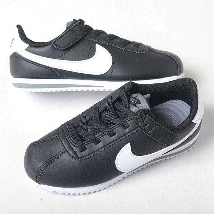 【17珊-22珊】NIKE KIDS CORTEZ EASYON (PSV) ナイキ キッズ コルテッツ イージーオン スニーカー 黒いこと白いこと dm0951-001