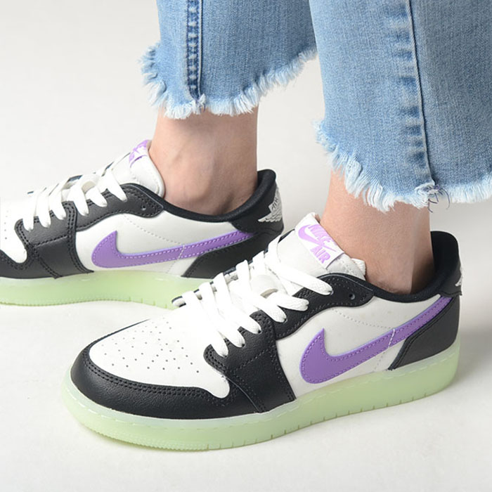 NIKE AIR JORDAN 1 RETORO LOW OG (GS) ナイキ エアジョーダン レトロ ロー レディース スニーカー ホワイトブラック hf0410-001｜honey（ハニー）