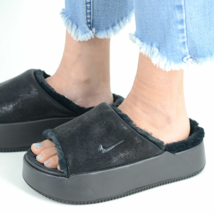 NIKE WMNS NK CALM ELEVATION FUR ナイキ ウィメンズ カーム エレベーション ファー レディース サンダル ブラック hv8560-001