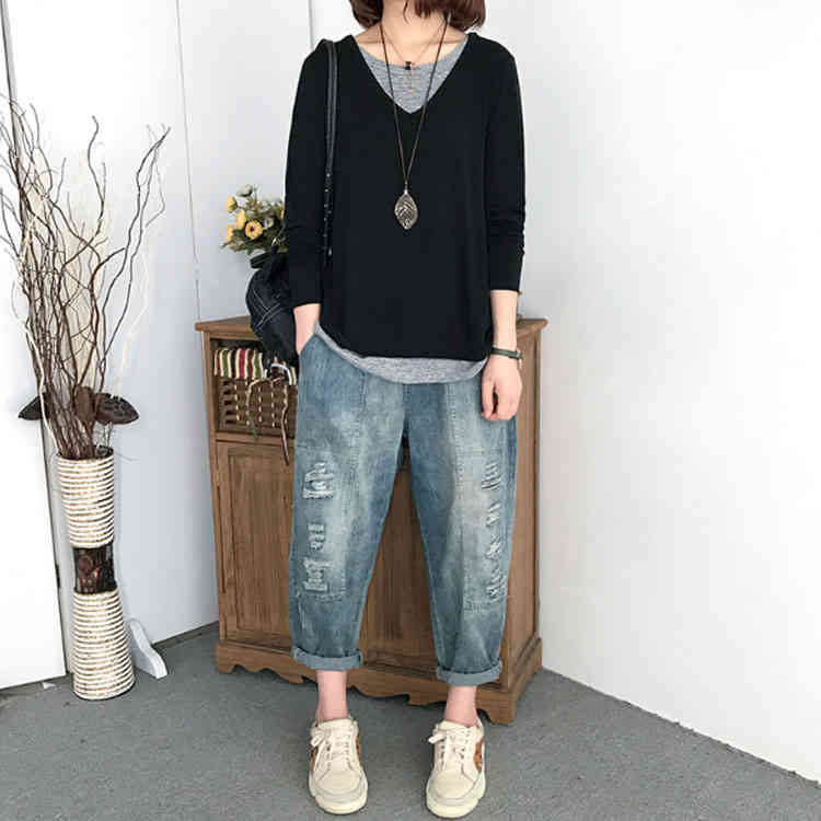 楽天市場 フェイクセットtシャツ 重ね着風 Tシャツ 半袖 長袖 レイヤードtシャツ レディース カットソー Vネック コットン カジュアル 春夏 ゆったり 送料無料 エコライフショップ