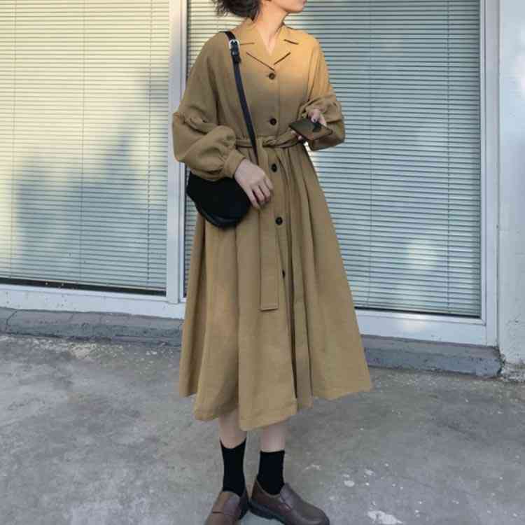楽天市場 シャツワンピース コートワンピース トレンチコート 開襟 レディース バルーンスリーブ フレア アウター スプリングコート 秋冬 春 キレイめ オフィス 通勤 エコライフショップ