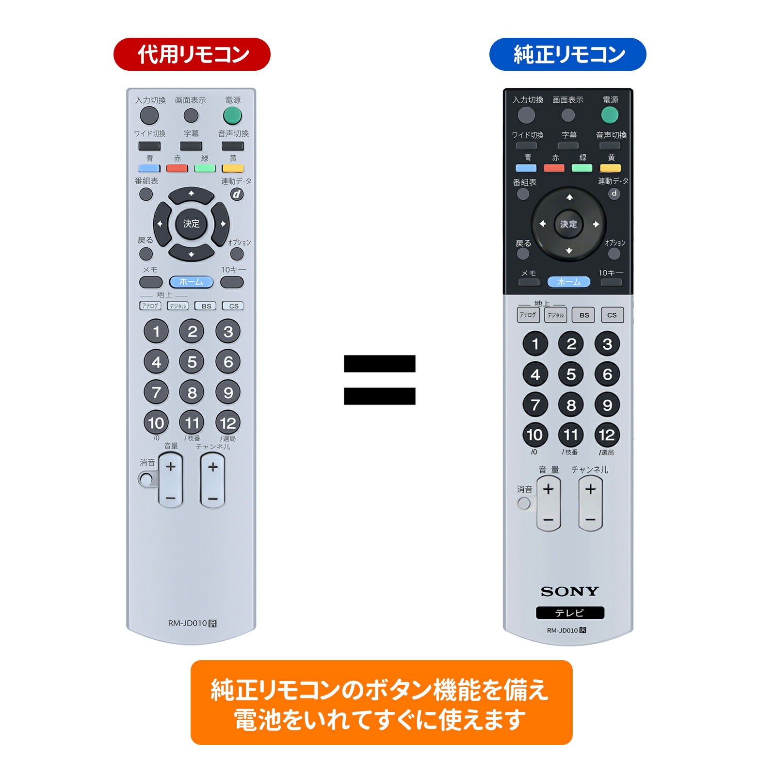 楽天市場】テレビリモコン RM-JD027 ソニー 代用 SONYテレビ