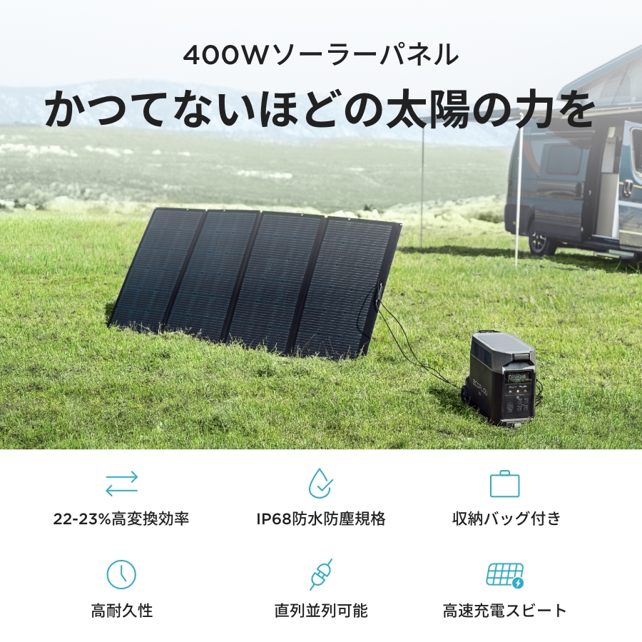 EcoFlow ソーラーパネル 400W ソーラー充電器 ソーラーチャージャー