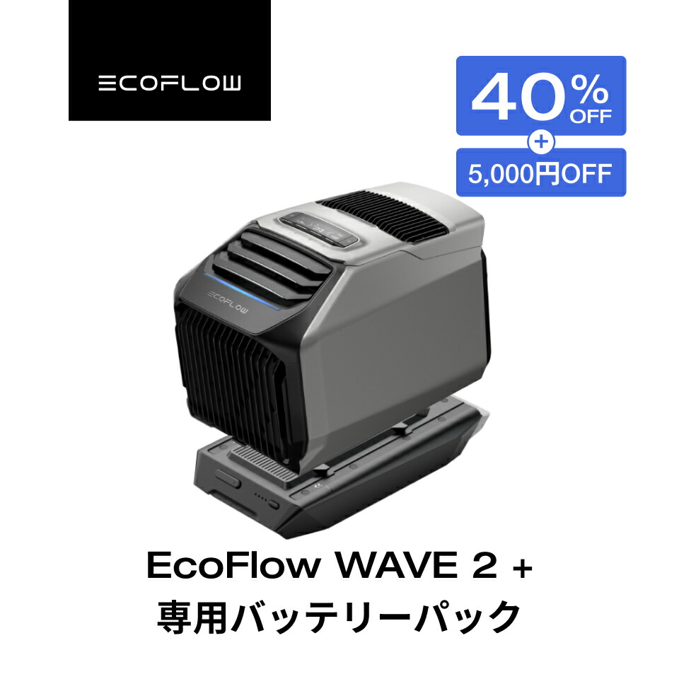 楽天市場】EcoFlow WAVE 2 ポータブルクーラー バッテリーパック 冷暖房機能付き 車中泊 キャンプ 家庭用 業務用 熱中症対策 暑さ対策  工事不要 持ち運び コンパクト エアコン 快速冷却 節電 停電用 エコフロー ウェーブツー : EcoFlow公式楽天市場店