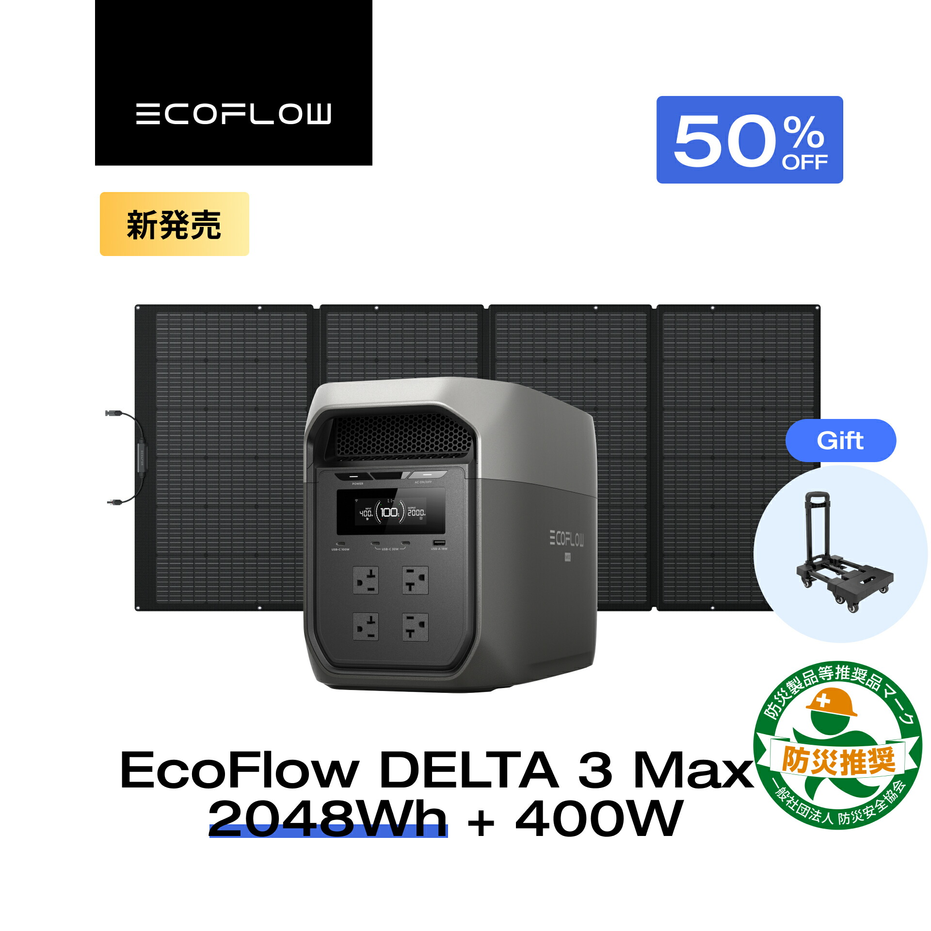 楽天市場】EcoFlow ポータブル電源 ソーラーパネル 防災セット
