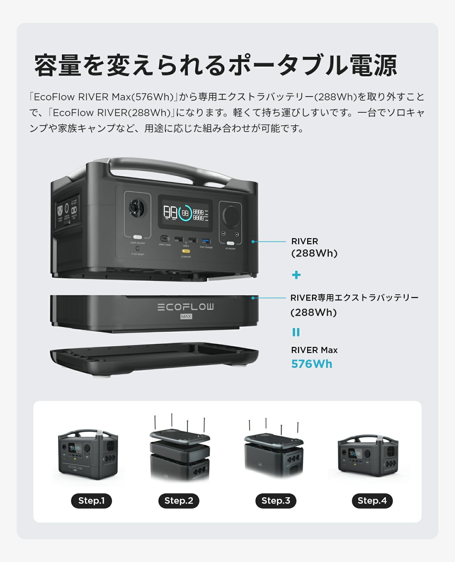 EcoFlow ポータブル電源 RIVER 288Wh-