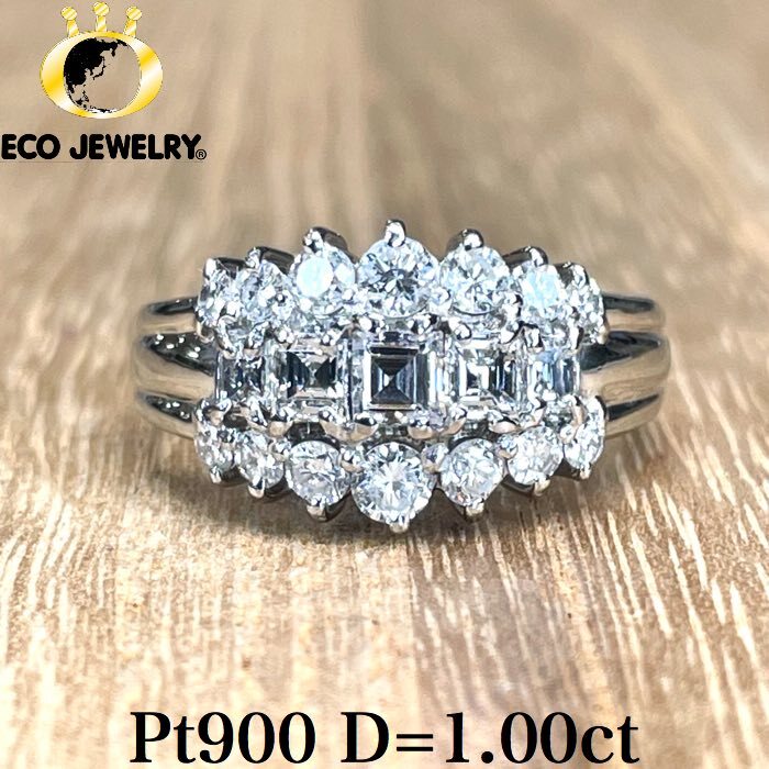 お買い物マラソン・最大15%オフCP有!照り・輝き抜群!Pt900 プラチナ ダイヤ 1.00ct リング 6.71g M1173 ジュエリー アクセサリー プレゼント 誕生日 記念日 贈り物 ご褒美 おすすめ 人気 指輪 ギフト 対応可能!【中古】 |エコジュエリー 店