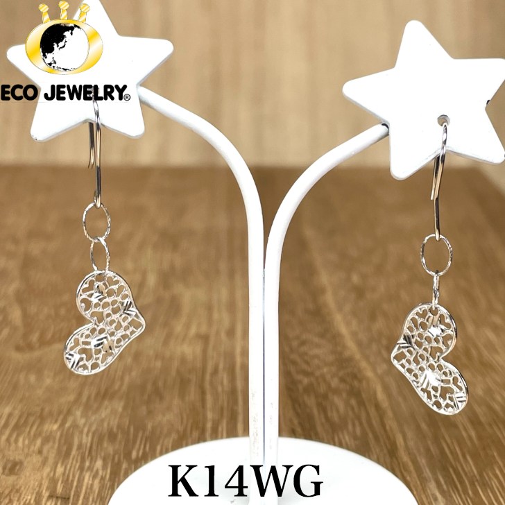 お買い物マラソン・最大15%オフCP有!キラキラ可愛い!K14WG 14K 14金 透かし ハート フック ピアス 1.02g M1668 ジュエリー アクセサリー プレゼント 誕生日 記念日 贈り物 ご褒美 おすすめ 人気 指輪 ギフト 対応可能!【中古】|エコジュエリー 店