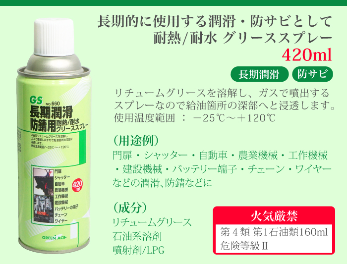 最大94％オフ！ GS グリーススプレー 420ml 30本セット No.660 スプレー 潤滑 防錆 耐水 耐熱 門扉 シャッター 自動車 農業機械  工作機械 建設機械 バッテリー端子 チェーン ワイヤー balkon86.ru