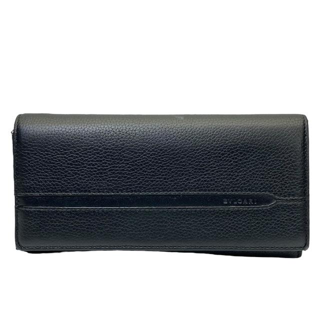 【在庫限り×即納 最大1万円OFF】BVLGARI ブルガリ 36970 OCTO オクト 長財布 財布 ロングウォレット 二つ折り財布 折り財布 ロゴ レザー ブラック 黒