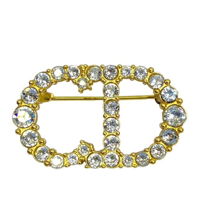 Dior ディオール ラインストーン ピンブローチ ゴールド x1 Christian Dior/クリスチャンディオール ラインストーン