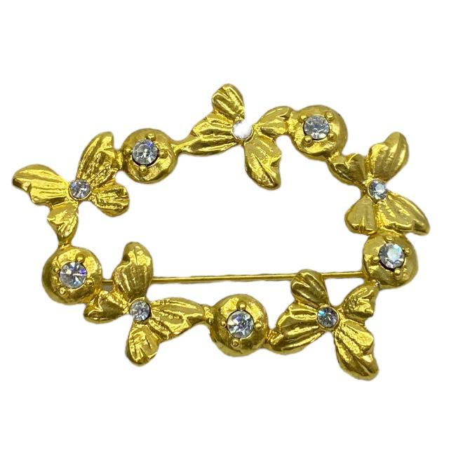 イヴサンローラン　ヴィンテージ　貝　ブローチ　シェル　ストーン　ゴールドカラー Yves Saint Laurent - 確実正規品 イヴサンローラン ブローチ ライン