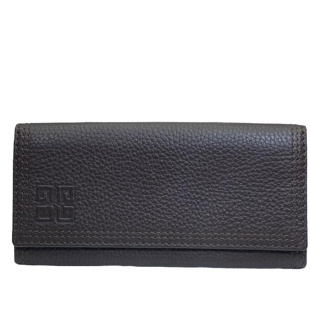 【在庫限り×即納 最大1万円OFF】GIVENCHY ジバンシー 財布 長財布 ロングウォレット 二つ折り財布 折り財布 ロゴ レザー ブラウン