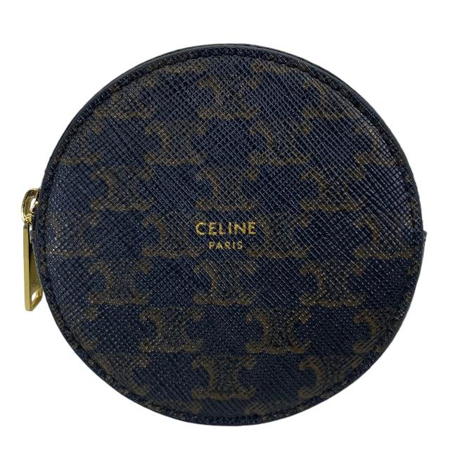 ✨未使用級美品✨セリーヌ　コインケース　トリオンフ　エンボス　キーリング　グレー CELINE【入手困難】CUIR TRIOMPHEキーリング付☆Coin&Cardケース