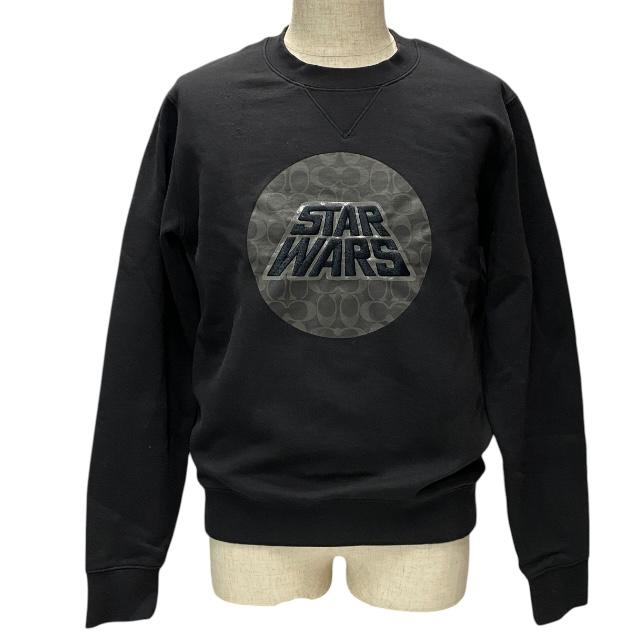 COACH コーチ STAR WARS スターウォーズ コラボ スウェット トレーナー トップス 長袖 ロゴ シグネチャー 裏起毛 コットン ブラック [S]