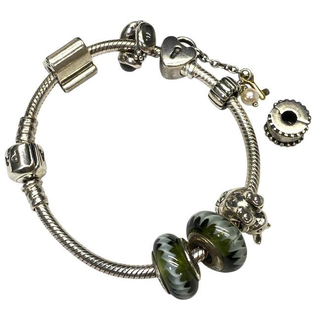 パンドラシルバーアクセサリー中古⭐️ 楽天市場】PANDORA パンドラ シルバー ブレスレット 青色石