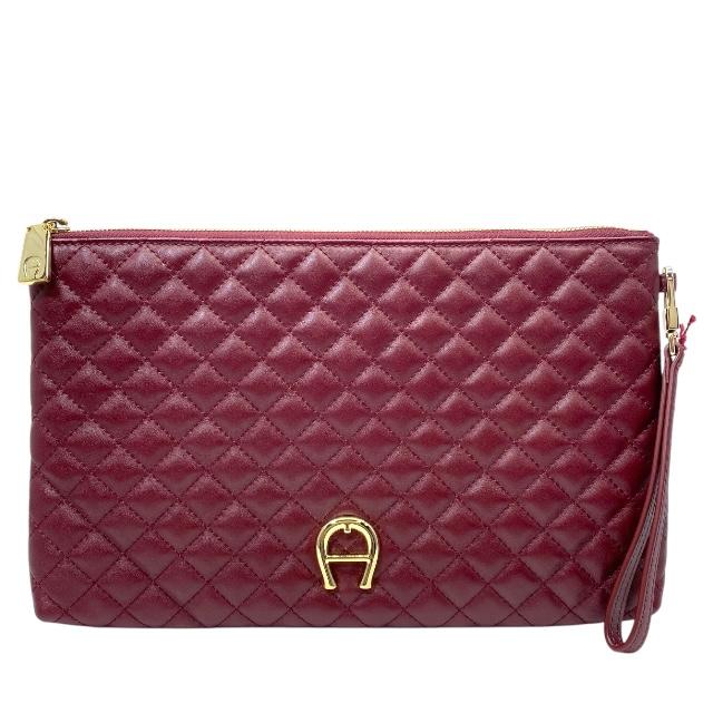 AIGNER アイグナー クラッチバッグ セカンドバッグ クラッチポシェット レザー ボルドー系