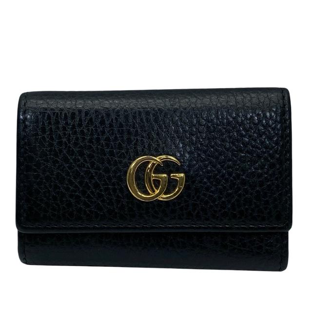 【在庫限り×即納 最大1万円OFF】GUCCI グッチ GGマーモント 456118 6連 キーケース キーフック レザー ブラック