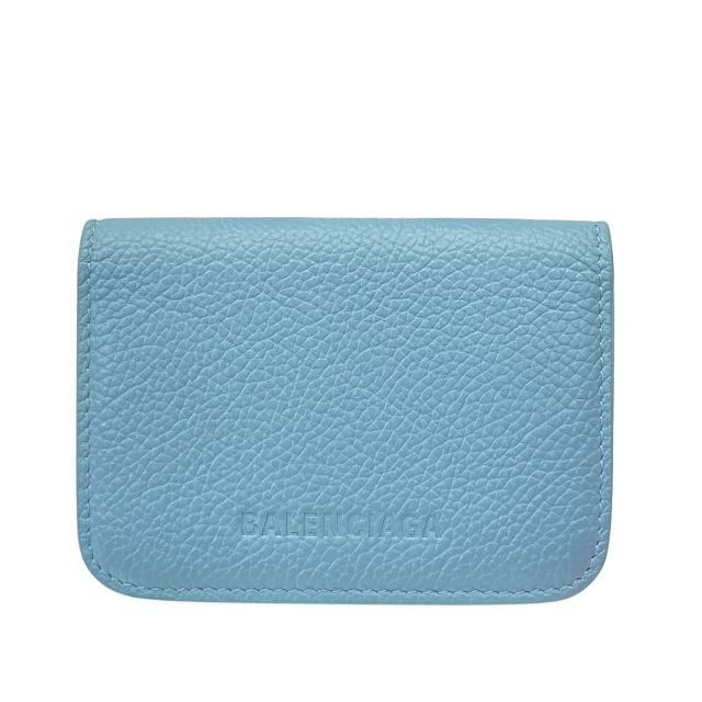 BALENCIAGA バレンシアガ 財布 三つ折り財布 折財布 コンパクトウォレット ミニ財布 ロゴ レザー ブルー