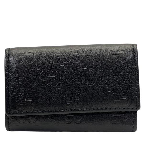【在庫限り×即納 最大1万円OFF】GUCCI グッチ 138098 グッチシマ 6連 キーケース キーフック レザー ブラック