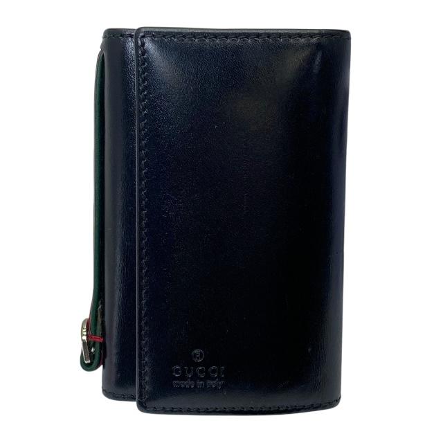 GUCCI ブラックレザー ダブルＧキーケース GUCCI◇ダブルG キーケース/レザー/BLK/レディース