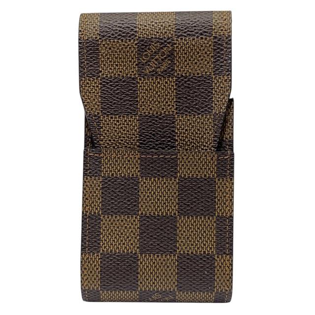 【良品】LOUIS VUITTON ルイヴィトン N63024 エテュイ シガレット タバコケース シガレットケース 小物 ダミエレザー ブラウン