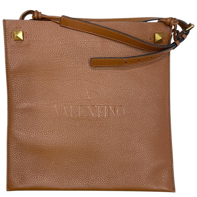 VALENTINO キャンバス ロゴ ショルダーバッグ ブラウン ロックスタッズ キャンバス スモール ショルダーバッグ for