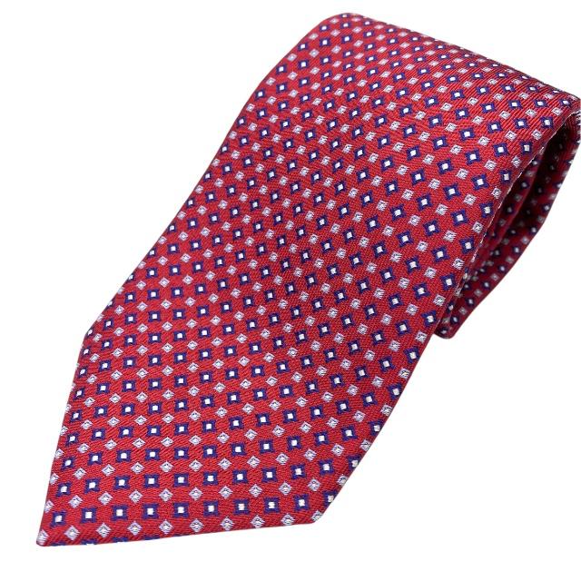【未使用】Brioni ネクタイ チェック柄 ジャガード織 肉厚 イタリア製 ヴィンテージ小紋柄ネクタイ Fabric made in ITALY｜メンズ