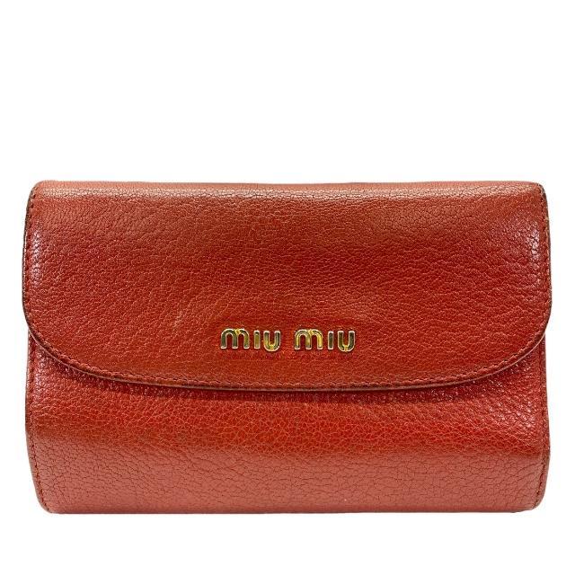 miu miu ミュウミュウ レザー 三つ折り ミニ 財布 赤 レッド マドラス miu miu ミュウミュウ レザー 三つ折り ミニ 財布 赤 レッド