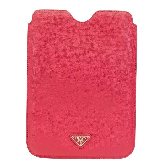 最大1万円OFF 在庫限り×即納 PRADA プラダ アイパッドケース iPad mini タブレットケース 小物 トライアングルロゴ レザー ピンク