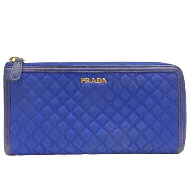 専用　PRADA✨ラウンドジップ　L字　フィオッコ　シルバーロゴ　くすみブルー 専用 PRADA✨ラウンドジップ L字 フィオッコ シルバーロゴ