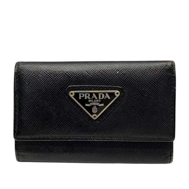 極美✨PRADAプラダ キーケース 6連 ヴィッテロムーブ 金ロゴ ブラック 黒 PRADA プラダ 6連キーケース 1M0222 ブラック サフィアーノ