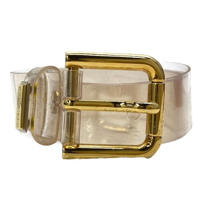 【在庫限り×即納 最大1万円OFF】DOLCE&GABBANA ドルチェ&ガッバーナ ドルガバ ベルト アクセサリー 小物 PVC クリア ゴールド金具【サイズ 75/30】