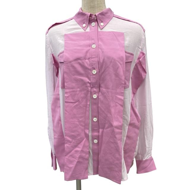 バーバリー　長袖ブラウス　ボウタイ　TBモノグラム　イタリア製　シルク100% tshb0571l_1.jpg