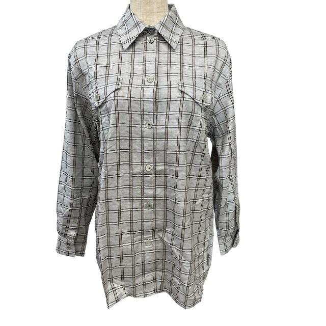 【未使用】BURBERRY バーバリー 8044808 長袖 チェック シャツ ブラウス トップス グレー シルク ウール[サイズ34] 15,444円