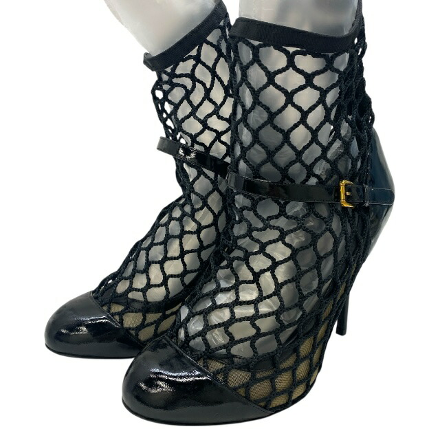 【在庫限り×即納 最大1万円OFF】ドルチェ&ガッバーナ ドルガバ D&G メッシュ ショート ブーツ ブーティ ソックスブーツ ブラック DOLCE＆GABBANA [サイズ38(約25cm)]