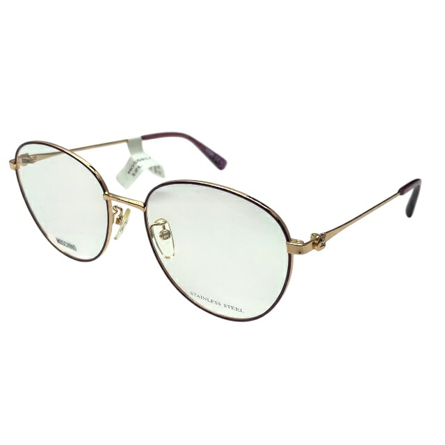 モスキーノ MOL591/F 12L 145 54-18 眼鏡 メガネ アイウェア ラウンドフレーム ステンレススチール メタル ロゴ MOSCHINO