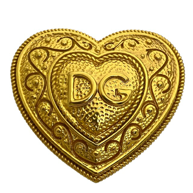 【在庫限り×即納 最大1万円OFF】未使用 ドルチェ＆ガッバーナ ブローチ ピンバッチ ハートモチーフ DGロゴ ゴールド DOLCE&GABBANA レディース メンズ ユニセックス 正規品 安心品質 ブランドジュエリー ファッション小物 高級感