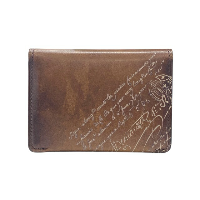 ベルルッティ　名刺入れ　カリグラフィ　カードケース　レザー　ブラウ BERLUTI - 美品 ベルルッティ Berluti カードケース パスケース