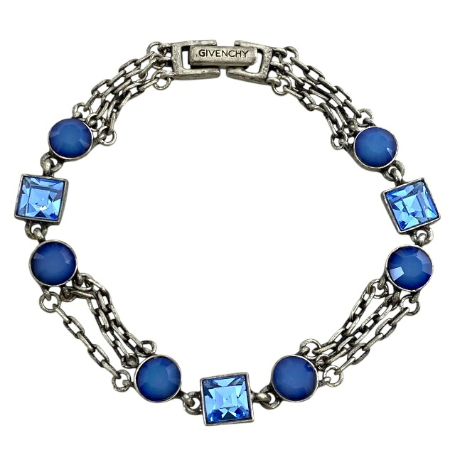 【在庫限り×即納 最大1万円OFF】ジバンシー クリスタル ブレスレット バングル アクセサリー ジュエリー GP ラインストーン カラーストーン ブルー シルバー GIVENCHY レディース 人気 定番 上品 高級感 エレガント