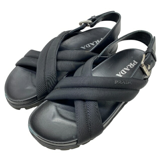 楽天市場】プラダ PRADA レザーサンダル 三角ロゴ フラット スポーツ