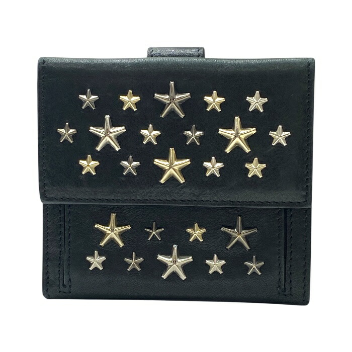 新品未使用☆JIMMY CHOO ジミーチュウ ２つ折り財布 黒 スタッズ 星 ジミーチュウ JIMMY CHOO スタースタッズビジュー 二つ折り財布