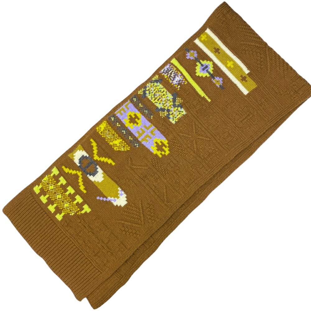 エルメス クルール・アン・クール マフラー ストール モダン ニット ブラウン イエロー 茶 HERMES 洗練 上品 季節感 定番 高級感 スタイリング 汎用性|ブランドショップ SENSE