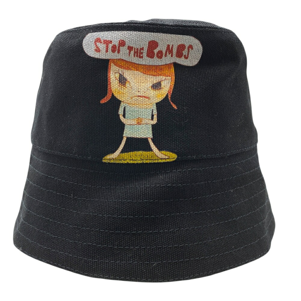 新品 ステラ・マッカートニー×奈良美智 コラボ バケットハット 帽子 No War ブラック キャンバス Stella McCartney[サイズ 56] 上質 洗練 希少性 主役級 トレンド感